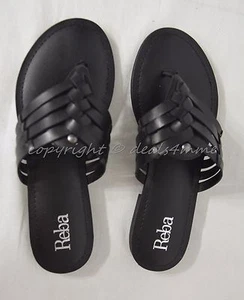 ¡NUEVO EN CAJA! Sandalias de cuero para mujer Reba Angel en negro EE. UU. talla 7,5 - Imagen 1 de 7