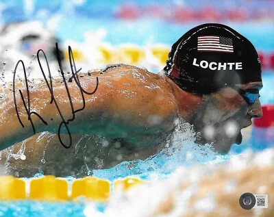 Foto assinada por Ryan Lochte 8x10 BAS autografada medalhas olímpicas natação 17 - Imagem 1 de 2