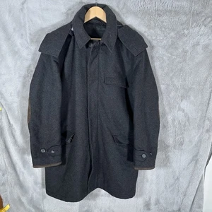 Abrigo de lona Barbour para hombre 42 gris oscuro mezcla de lana con capucha - Imagen 1 de 11