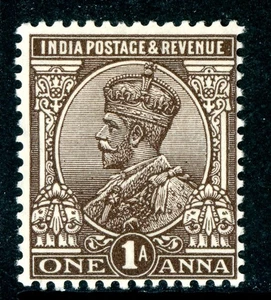 British India 1934 KGV 1 Anna Chocolate SG #234 Mint W139 - Picture 1 of 6