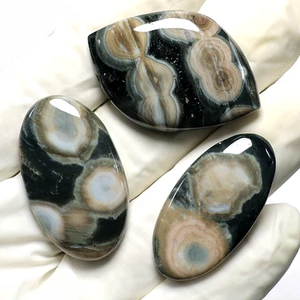 Lot 3 Pcs Natural 8th Vein Ocean Jasper Hi-Grade 36mm-40.8mm Cabochon Gemstones - Picture 1 of 12