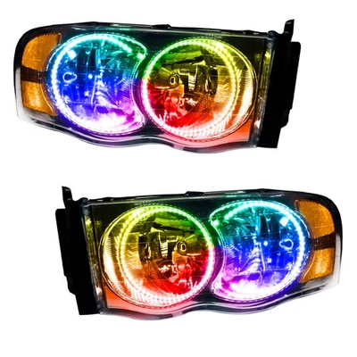 Oracle 02-05 Dodge Ram Pre-Assembled Headlights with ColorSHIFT Halo Kit - Imagem 1 de 4