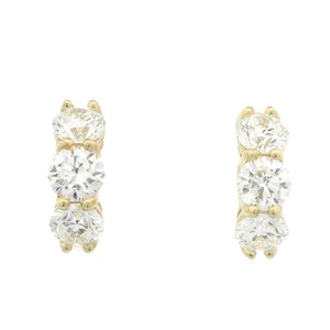 New 14k Yellow Gold GIA 2.72ctw 6 Round F FL Large Diamond Hoop Huggie Earrings - Picture 1 of 14