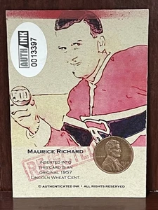 Maurice Richard Authenticated Ink  REJECTED  1957 Lincoln Wheat Cent Card - Picture 1 of 7