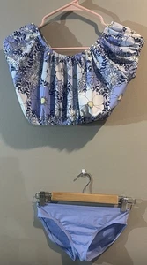 Gap Kids Girls Floral Purple Two Piece Swimsuit 2 Piece SIZE L 10 - Picture 1 of 7