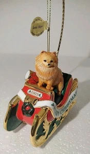 Danbury Mint 2005 1st Annual Santa's Helper Pomeranian Dog Porzellan Ornament  - Bild 1 von 7