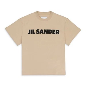 NWT JIL SANDER SS LOGO CHEST PRINT DARK SAND T-SHIRT SIZE S $490 - Picture 1 of 6