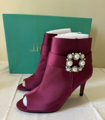 J. Renee Pranati бордовый заглянуть носок ботильоны каблуки жемчуг со стразами 7N новый - Изображение 1 из 4