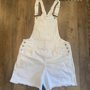 J Crew White Denim Short Overalls Size L - Picture 1 of 9