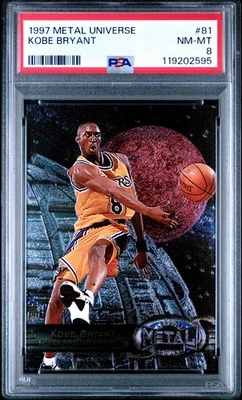 1997 Metal Universe 81 Kobe Bryant novato PSA 8 - Imagem 1 de 2