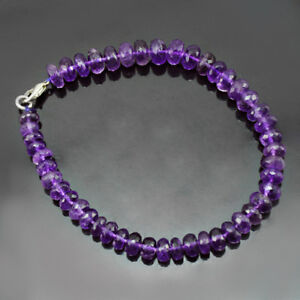 BEST QUALITY ATTRACTIVE 94.00CTS NATURAL PURPLE AMETHYST FACETED BEADS BRACELET