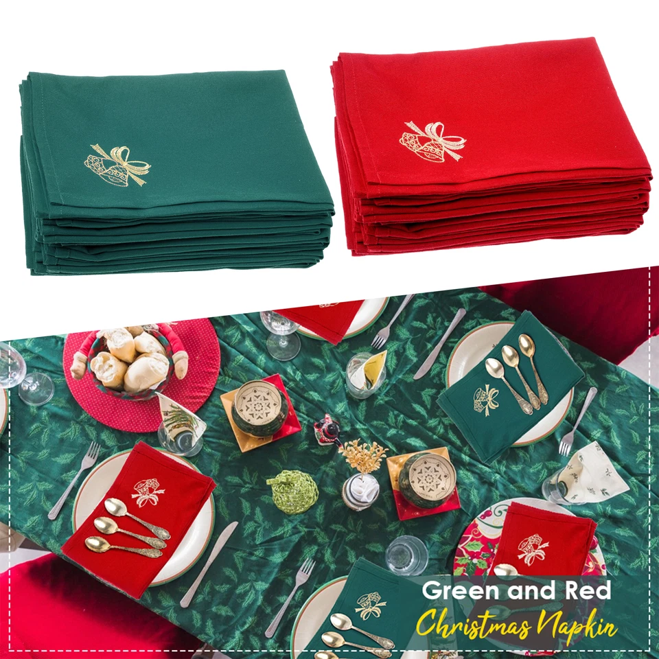 Christmas Napkins Washable Polyester Cotton Xmas Dinner Cloth Table Serviettes - Image 1 of 1