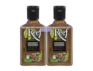 2 x Reef Coconut Shimmer Sun Tan Oil SPF 15 Broad Spectrum Bronze Glow 125ml - Picture 1 of 9