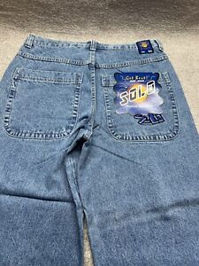 VTG 90s Solo Semore Blue Jeans Wide Leg Baggy Men’s Size 36x29 Embroidered