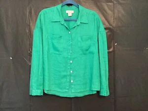 Rachel Zoe grünes Leinen Langarmshirt mit Knopfleiste Gr. M - Bild 1 von 4