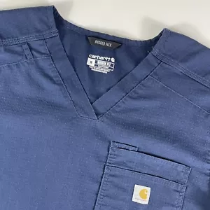Carhartt Scrub Top Mens Medium Modern Fit Blue C16418 Ripstop Medical Nurse - Picture 1 of 12