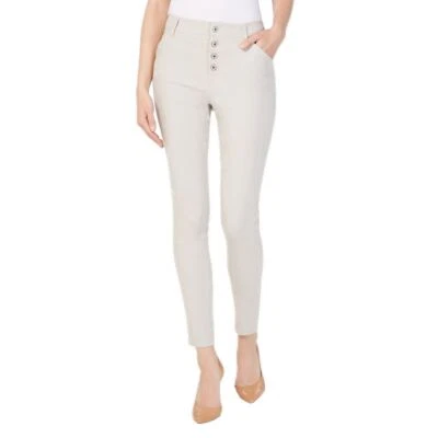 INC NUEVO Pantalones ajustados regulares para mujer con botones delanteros tiro medio TEDO Foto 1 de 2