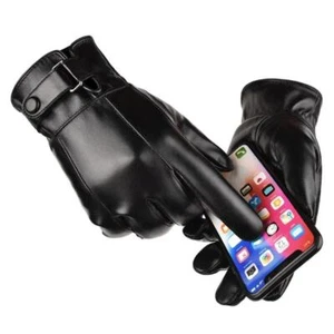 Winter Gloves for Men Genuine Leather Gloves Outdoor Cycling Black Real Sheepski - Picture 1 of 26