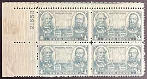 US 1937 Sc# 788 Plate block MNH Army Issue Robert E Lee & Stonewell Jackson - Picture 1 of 2