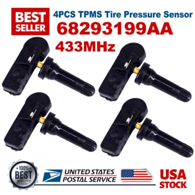 Sensor de pressão dos pneus 4pcs 68293199AA TPMS novo para Dodge Ram 1500 DT 2019-2022 EUA - Imagem 1 de 4