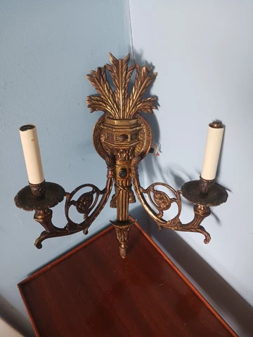 Vintage Spanish Revival Brass Wall Sconce Leviton Spain Cover