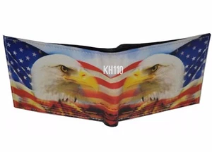 American Flag & Eagle print Bi-Fold Men'sr Wallet - Picture 1 of 8