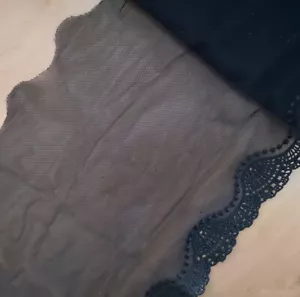 3 Yards 8" wide Black Tulle Mesh Lace with Embroidered Rayon Venise Flower xh177 - Picture 1 of 2