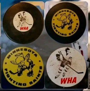 1974-75 WHA MINNESOTA FIGHTING SAINTS HOCKEY OLD GAME PUCK gestempelt MADE N CANADA - Bild 1 von 7