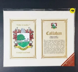 Heraldic Picture Mounts Callahan Surname Crest Coat of Arms Irish Souvenir  - Photo 1 sur 6