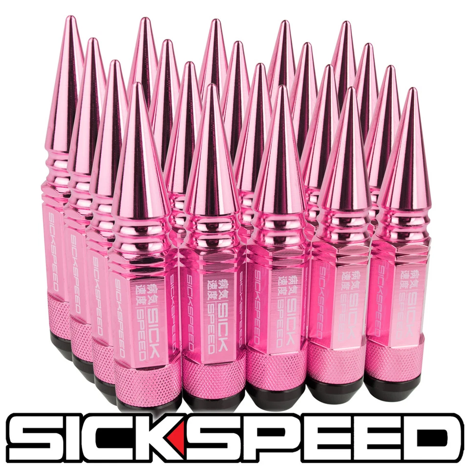 SICKSPEED 20 件 粉色 SPIKED 铝加长 108 毫米 3 件 LUG NUTS 12X1.5 L17 — 第 1/1 张图片