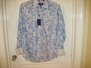 TALLIA $90 Shirt 100% Cotton Mod Circular Design Flip Cuff sz Men's Small NWT - Picture 1 of 4
