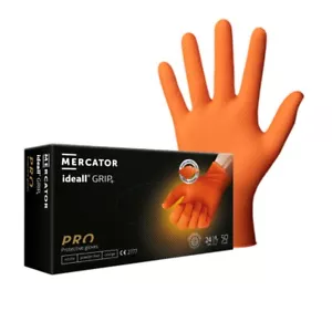 Mercator Multi-Use Orange Nitrile Gloves, Super Strong Disposable Gloves - Picture 1 of 1