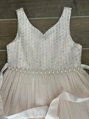 NWOT American Couture Princess Dress Pearl Sequin Tulle Girl Size 8 Pink Holiday - Image 1 of 4