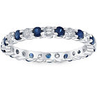 1 Cttw Blauer Saphir Diamant Hochzeit Ewigkeit Ring 14k Weigold