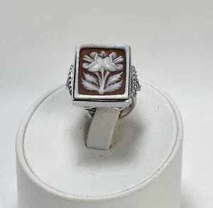 ANELLO REGOLABILE  ARGENTO 925 RODIATO CAMMEO SARDONICO E ZIRCONI       AGNK 036 - Foto 1 di 5