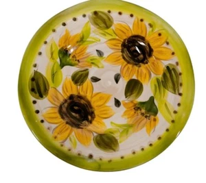 SET OF 2 Tabletops Unlimited Provincial Sunflowers Dessert Plate 8" Green Yellow - Picture 1 of 8