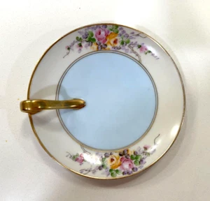 MEITO CHINA Golden Handle Lemon Dish Plate Bonbon Floral Hand Paint Japan 6.25'' - Picture 1 of 11