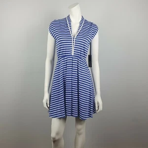 Kato'u Size 1, 8 Knit A Line Pleated Dress Women Blue White Stripe V Neck BNWT - Bild 1 von 12