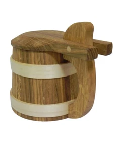 Wooden Oak Beer Mug Cup Tankard with lid Very Solid Father's Day Gift 0.5l /M06 - Picture 1 of 5