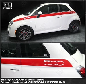 Fiat 500 2007-2015 Upper Body Side Stripes Decals (Choose Color) - Picture 1 of 2