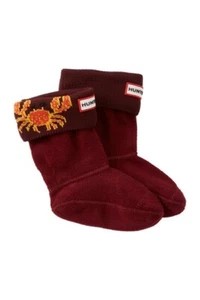 Hunter Original 165721 Kids Crab Cuff Welly Dulse Burgundy Socks Size Medium - Picture 1 of 2