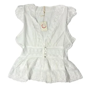 Anthropologie Raga Top MEDIUM Boho White Lace SHEER sleeveless NEW festival Swim - Bild 1 von 9