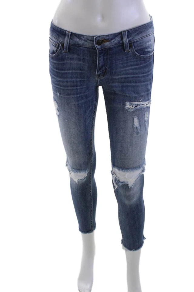 Pantalones de mezclilla ajustados al tobillo azul tiro bajo grunge talla 1 de Eunina para mujer Foto 1 de 4