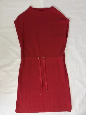 Lilly Pulitzer Sleeveless Drawstring Textured Knit Dress Cotton & Wool Red L - Image 1 of 4