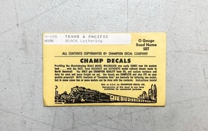 NEW Champ O Gauge N-108 Texas & Pacific Road Name Decals NEVER OPENED - Picture 1 of 2