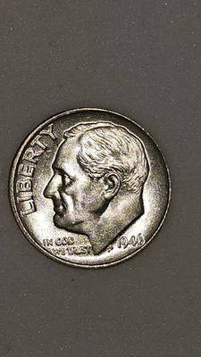 1946 Roosevelt Silver Dime Uncirculated BU. Please Read And Look At Pictures.  - Image 1 of 4