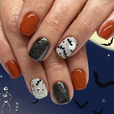 24Piece Halloween Press On Nail Plastic Artificial Nail Featuring Ghostly - Image 1 of 4