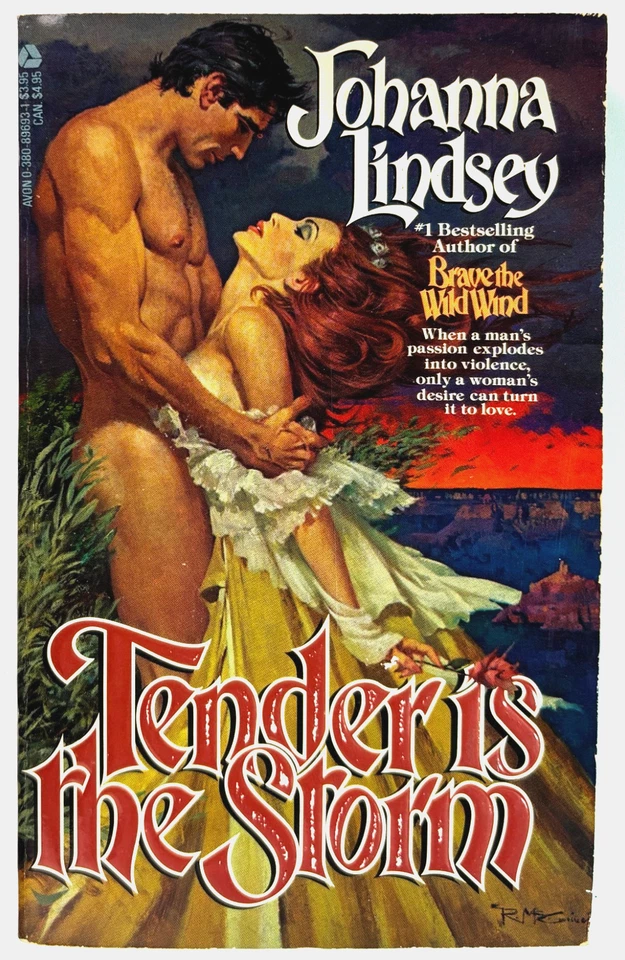 TENDER IS THE STORM Johanna Lindsey (Avon, 1985) FIRST PRINTING Robert McGinnis - Image 1 of 4