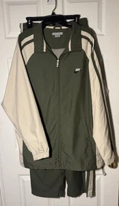 Tuta a vento vintage Nike Y2K uomo L/XL verde oliva/avorio vintage anni 2000 - Foto 1 di 10