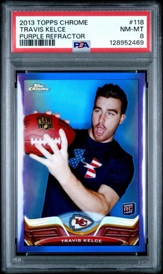 2013 Topps Chrome Travis Kelce Purple Refractor Rookie RC /499 PSA 8 KC Chiefs - Image 1 of 3